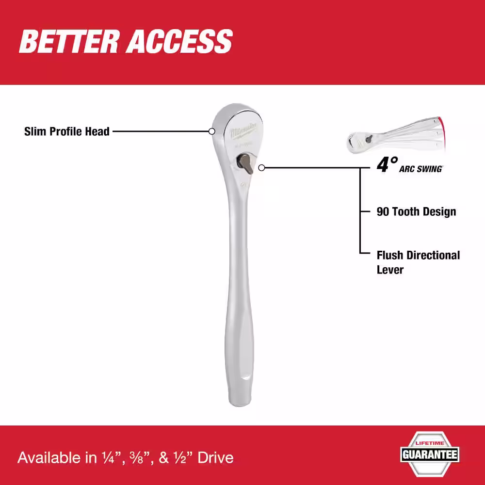 Milwaukee 1/4 in. Drive Ratchet and 1/4 in. Drive 90-Tooth 3 in. Stubby Ratchet (2-Piece)