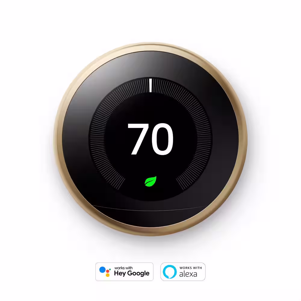Google Nest Learning Thermostat - Smart Wi-Fi Thermostat - Brass