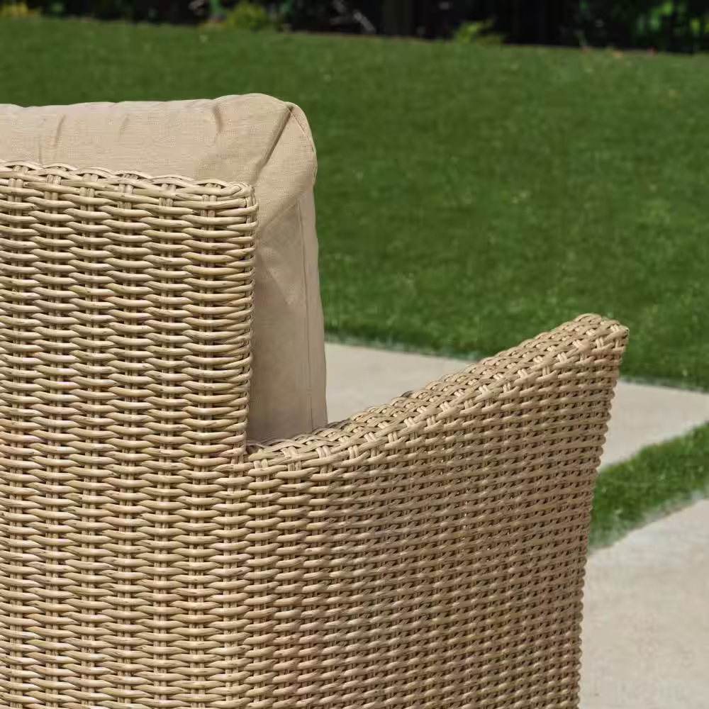 Canopy Cottonwood 4-Piece Resin Wicker Patio Deep Seating Set with Sunbrella Canvas Heather Beige Cushions