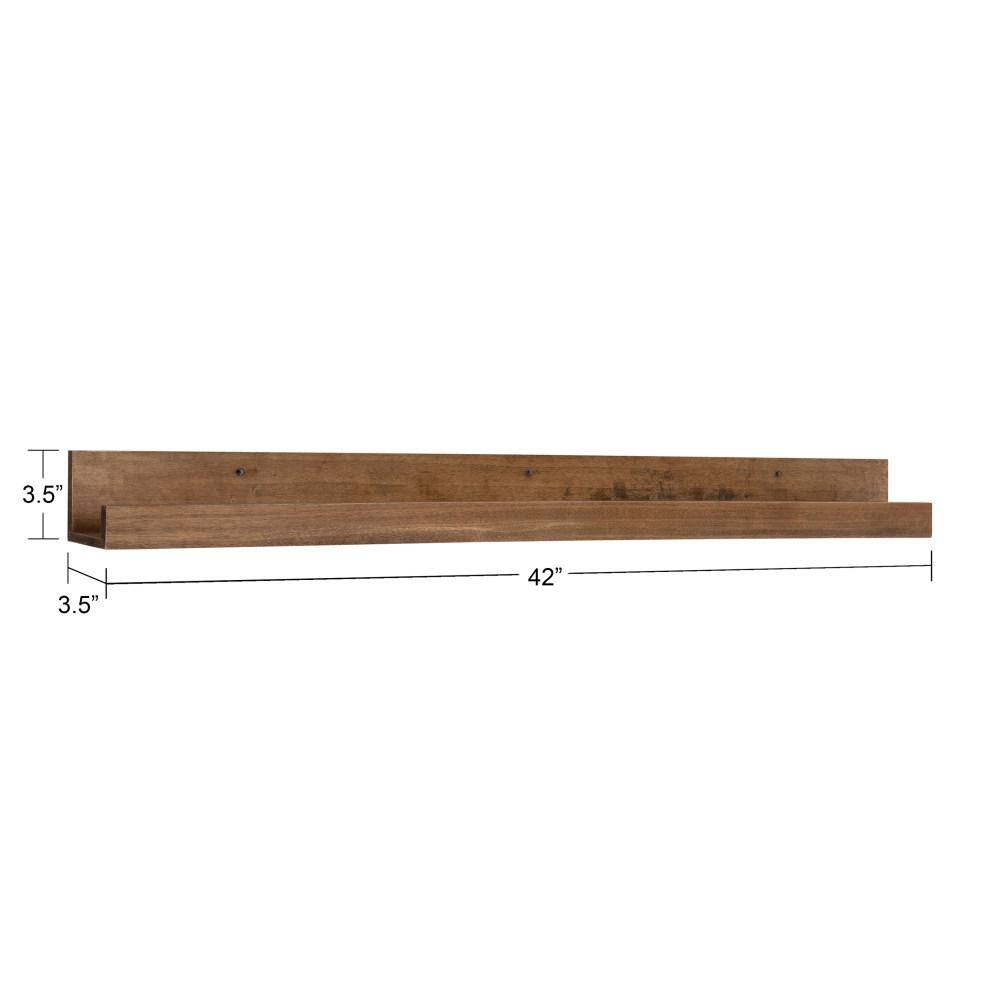 Kate and Laurel Levie 42 in. x 4 in. x 4 in. Rustic Brown Decorative Wall Shelf