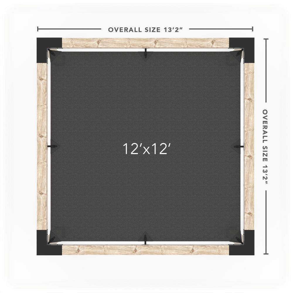TOJA GRID 12 ft. L x 12 ft. W Pergola Kit with Denim Shade Sail, 6 in. x 6 in. Wood