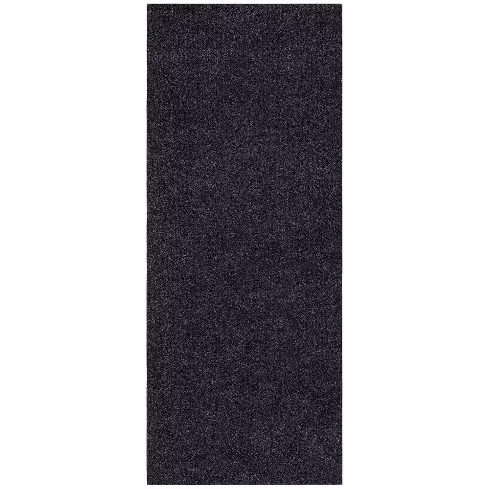 Ottomanson Non-Slip Rubberback Solid 3x5 Indoor/Outdoor Runner Rug, 2 ft. 7 in. x 4 ft., Black, Polypropylene Garage Flooring