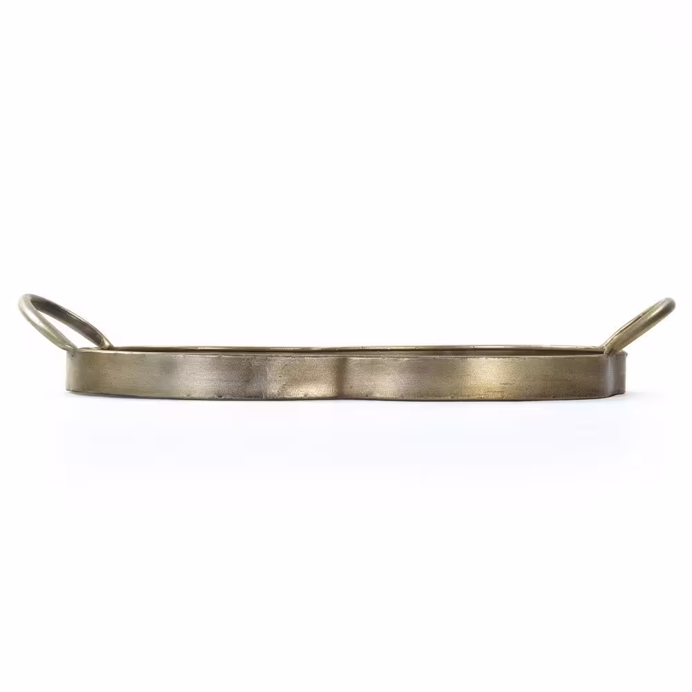 Zentique Large Curved Oval Antique Gold Carole Tray with Handles