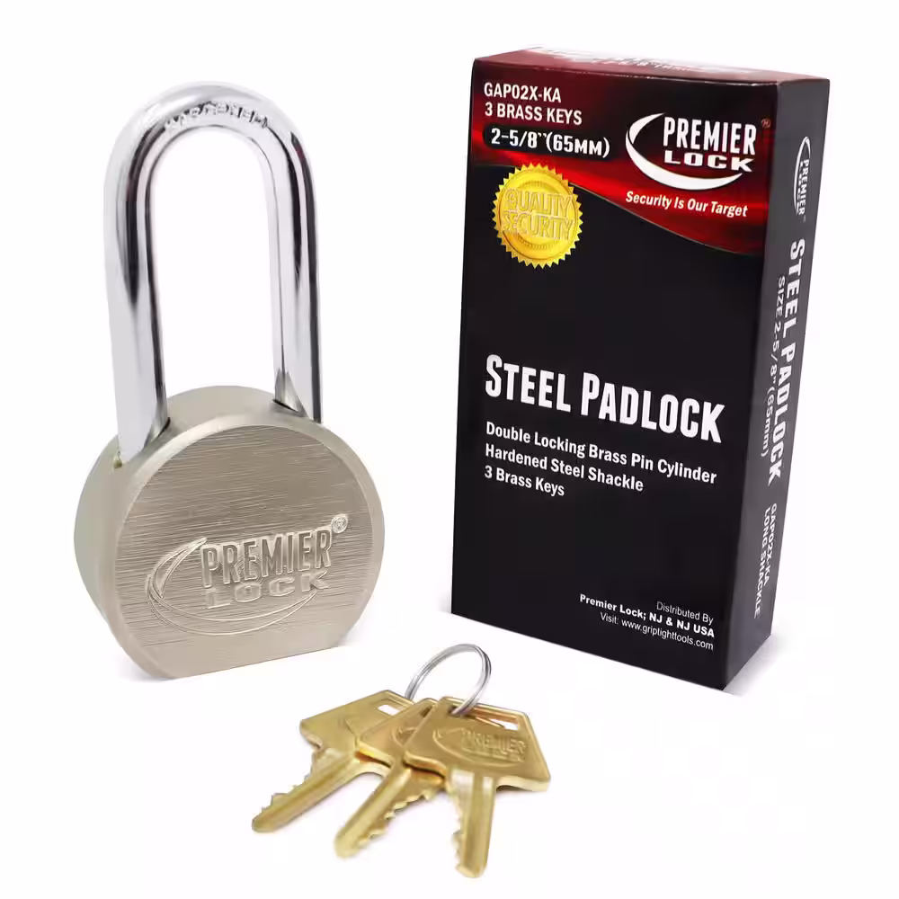 Premier Lock 2-5/8 in. Premier Solid Steel Commercial Gate Keyed Padlock with Long Shackle and 72 Keys Total (24-Pack, Keyed Alike)