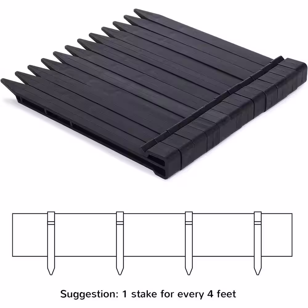 None Black Plastic Garden Landscape Edging Flexible and Strengthened with Anti-UV Treatment ( 5 in. W x 5 in. H )