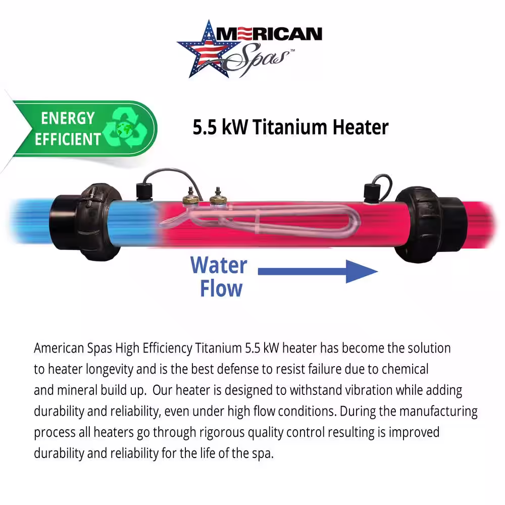 American Spas 7-Person 56-Jet Premium Acrylic Bench Spa Standard Hot Tub with Bluetooth Sound System and LED Waterfall