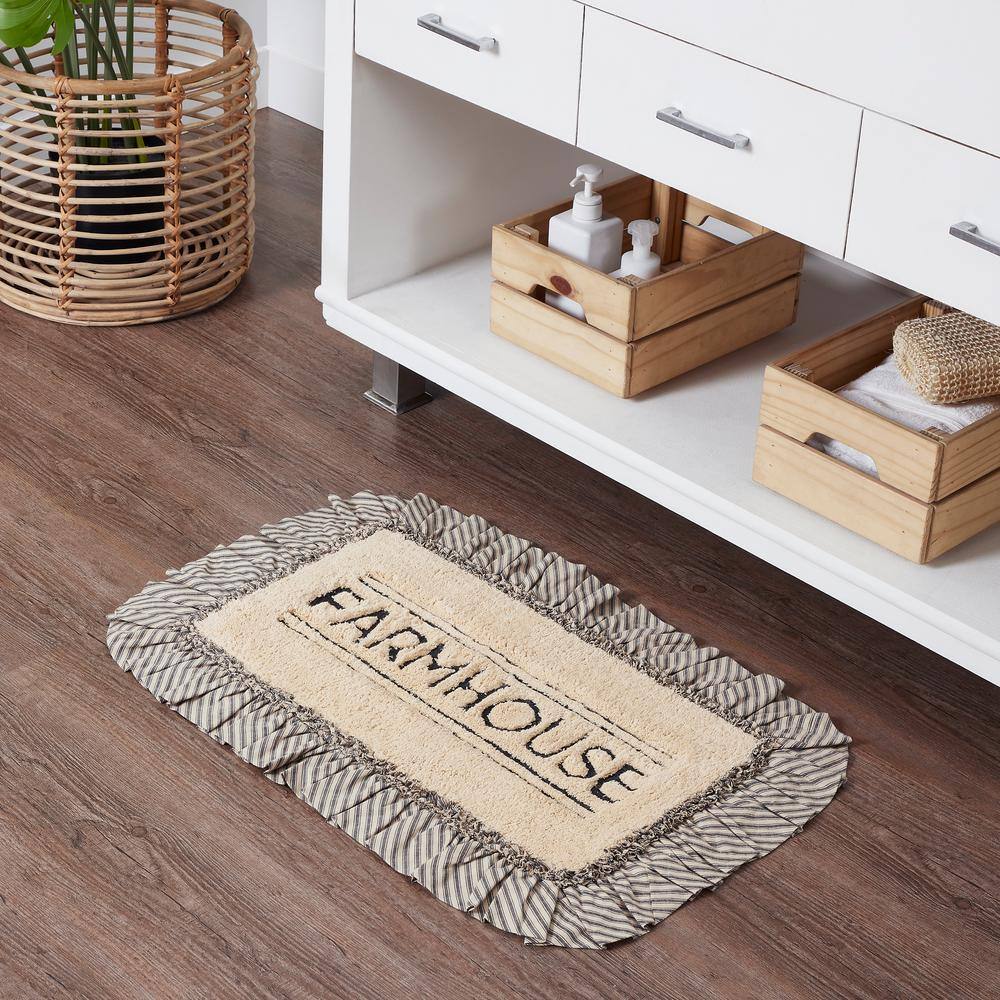 VHC Brands Sawyer Mill 20  in. x 30 in. Charcoal Farmhouse Bathmat