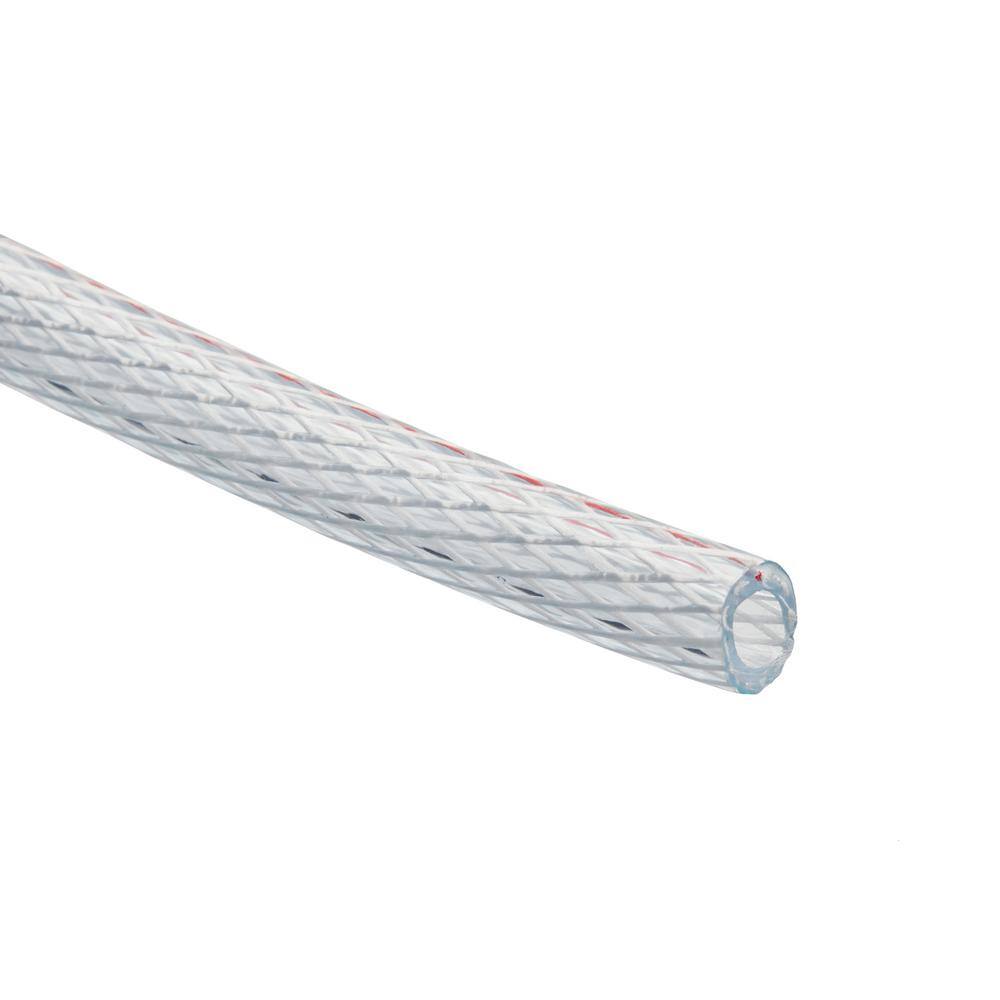 HYDROMAXX 3/4 in. I.D. x 1 in. O.D. x 50 ft. Braided Clear Non Toxic, High Pressure, Reinforced PVC Vinyl Tubing