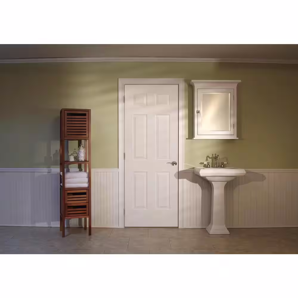 JELD-WEN 32 in. x 80 in 6 Panel Colonist Primed Right-Hand Textured Solid Core Molded Composite MDF Single Prehung Interior Door