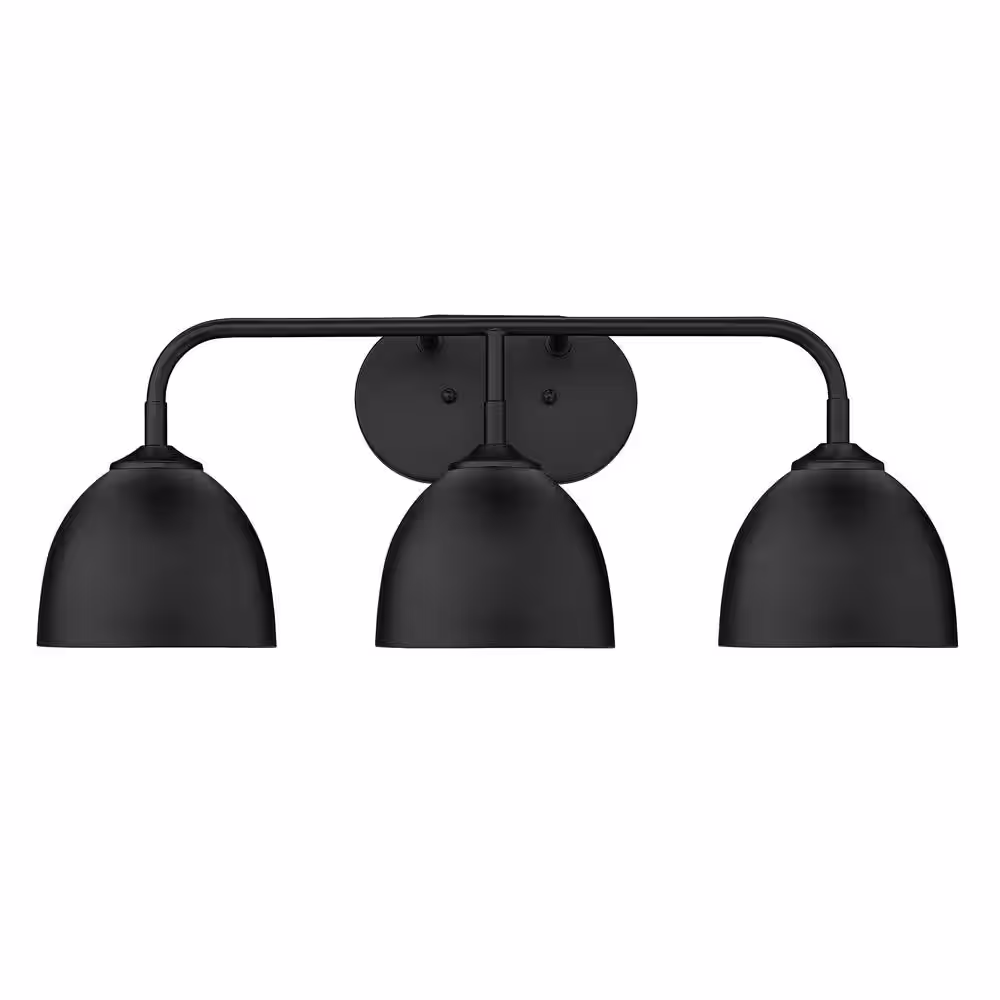 Golden Lighting Zoey 8 in. 3-Light Matte Black Vanity Light
