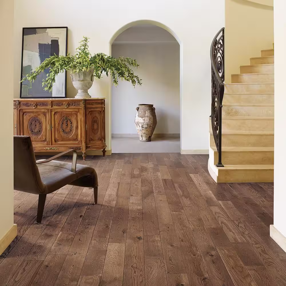 Malibu Wide Plank Ocean City French Oak 3/4 in. T x 5 in. W Wire Brushed Solid Hardwood Flooring (22.6 sq. ft./case)
