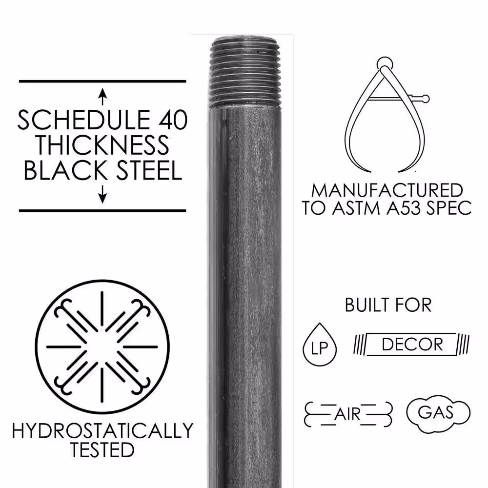 PIPE DECOR 1 in. x 30 in. Black Industrial Steel Grey Plumbing Pipe (4-Pack)