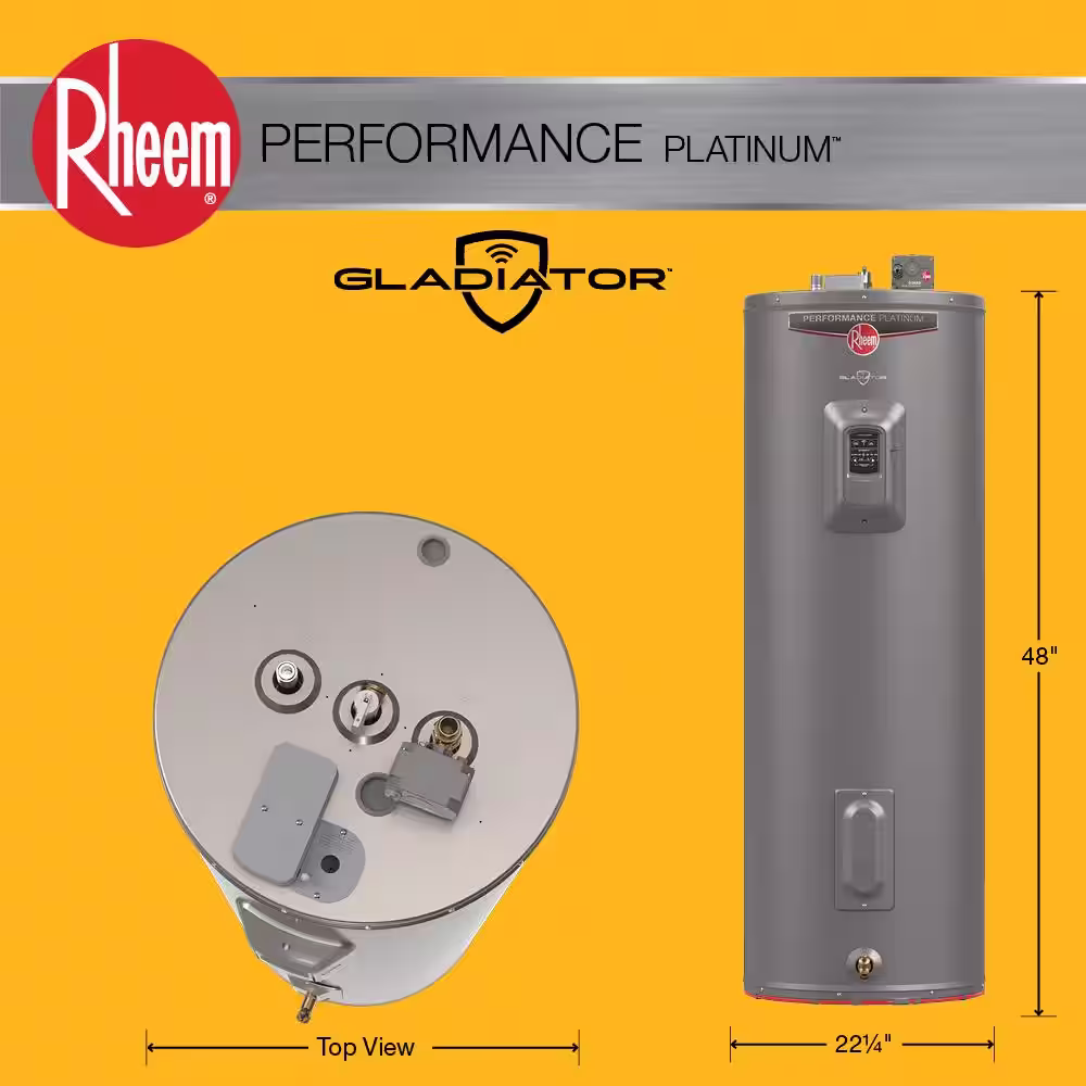Rheem Gladiator 40 Gal. Medium 12-Year 5500W Electric Tank Water Heater with Leak Detection, Auto Shutoff - WA, OR Version