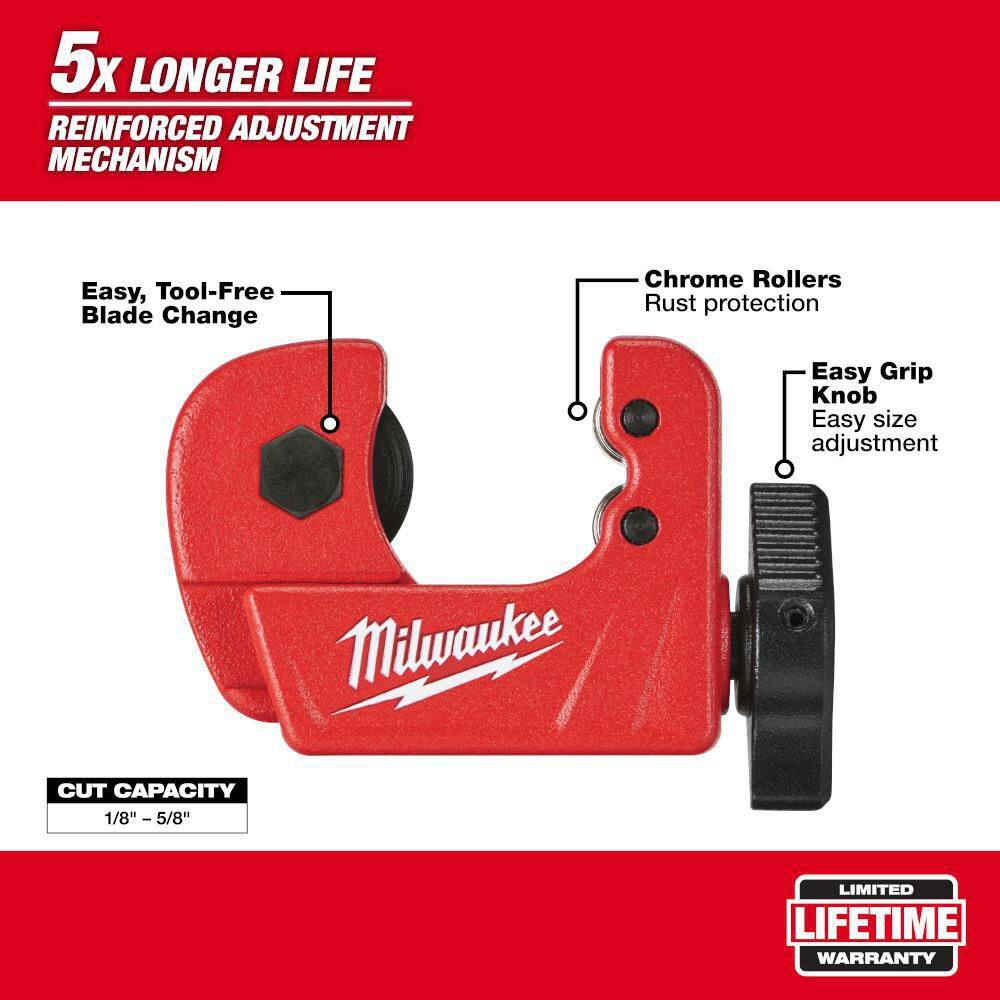 Milwaukee 1/2 in. Mini Copper Tubing Cutter with Reaming Pen Mil (2-Piece)