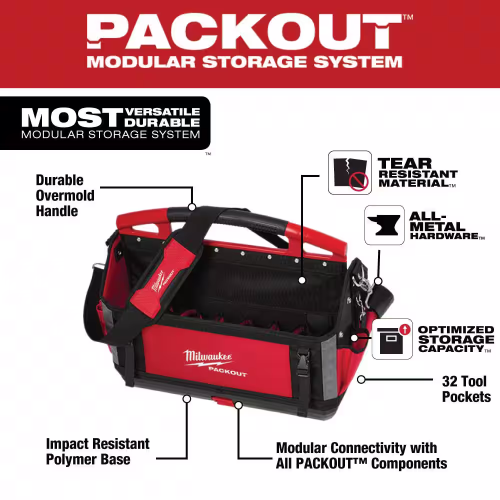 Milwaukee 20 in. PACKOUT Tote with BIG HAWG Carbide Hole Saw Kit (9-Piece) with PACKOUT Case