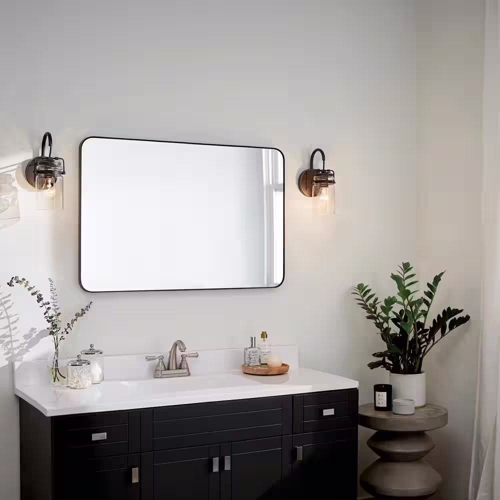 KICHLER Brinley 1-Light Olde Bronze Bathroom Indoor Wall Sconce Light with Clear Glass Shade