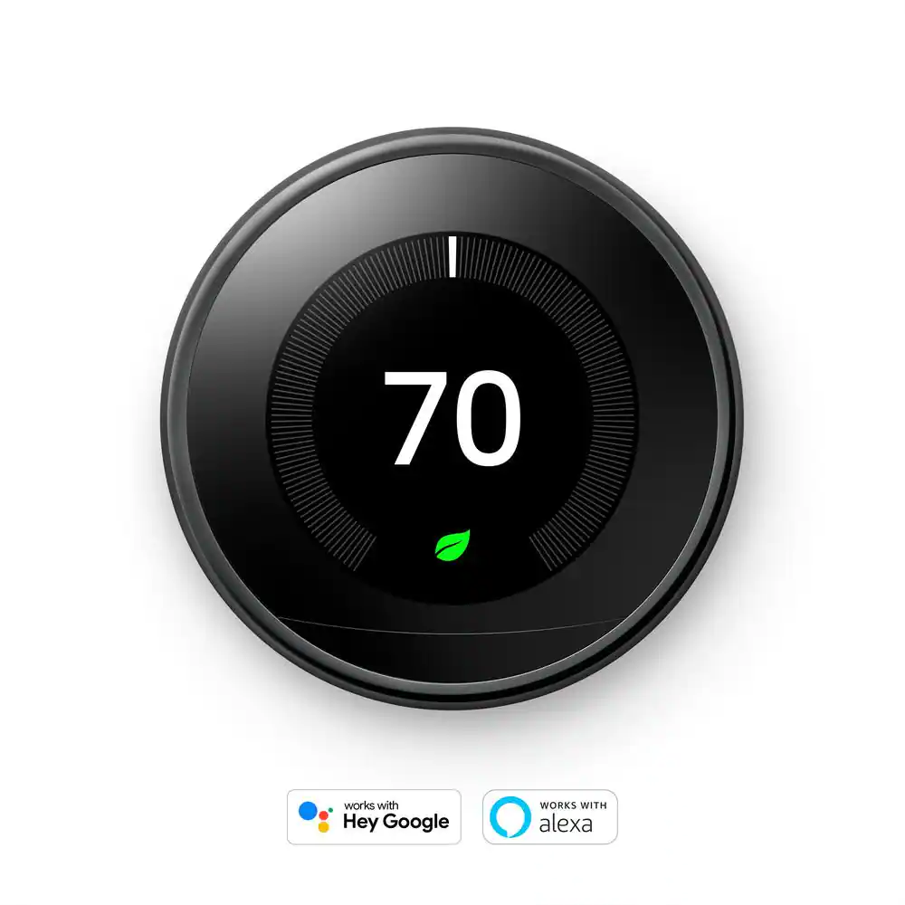 Google Nest Learning Thermostat - Smart Wi-Fi Thermostat - Mirror Black