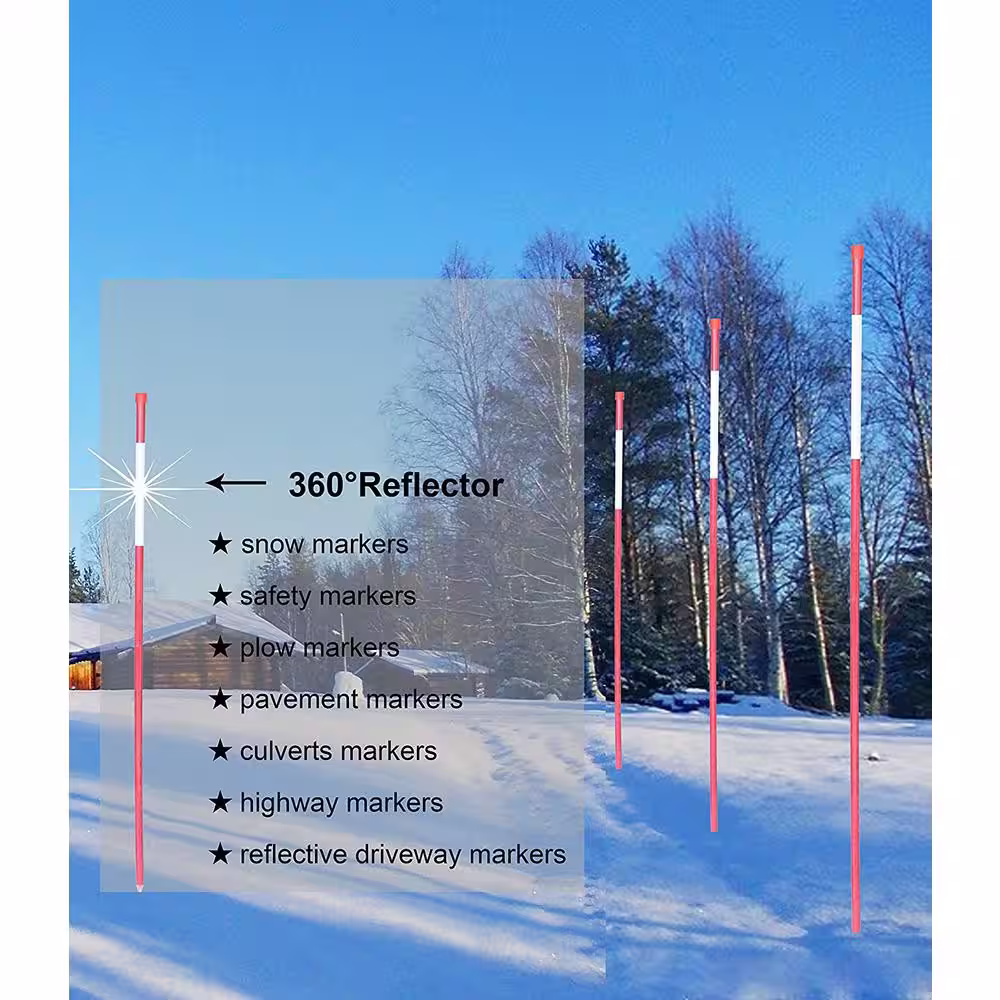 None 48 in. Red Driveway Markers 50-Pack 5/16 in. Dia Solid Snow Poles Snow Markers Snow Stakes