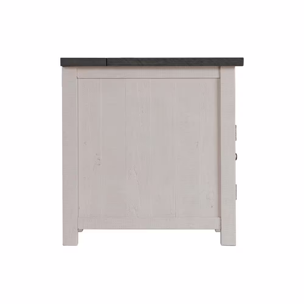 Martin Svensson Home Monterey 16 in. White and Grey Chairside End Table with Power