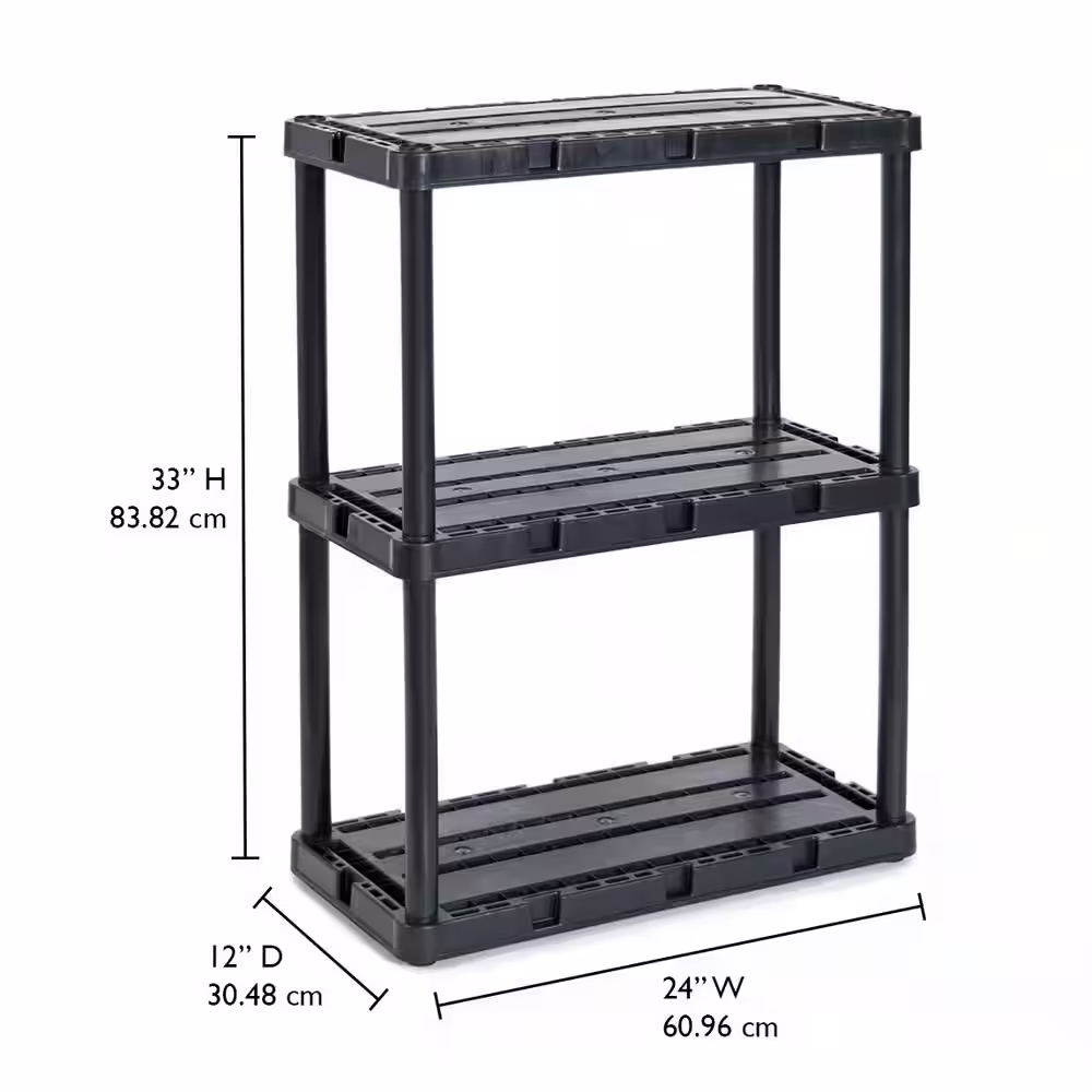 None Knect A Shelf Light Duty Fixed Storage 3 Shelf Decorative Wall Shelf Unit