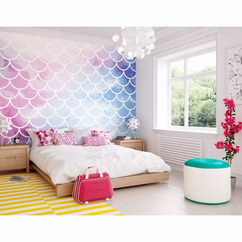 OhPopsi Watercolour Mermaid Scales Wall Mural
