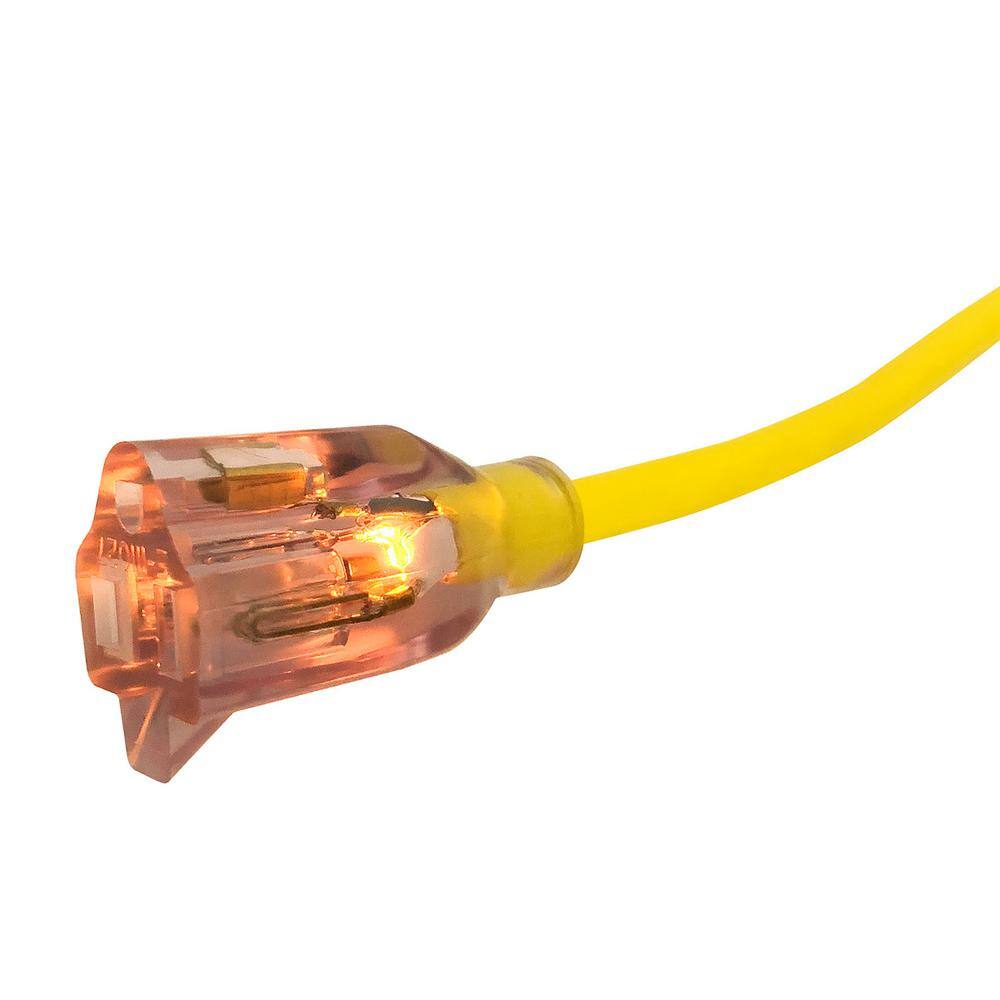 US Wire and Cable USW 50 ft. 14/3 Yellow Extension Cord with Lighted Plug