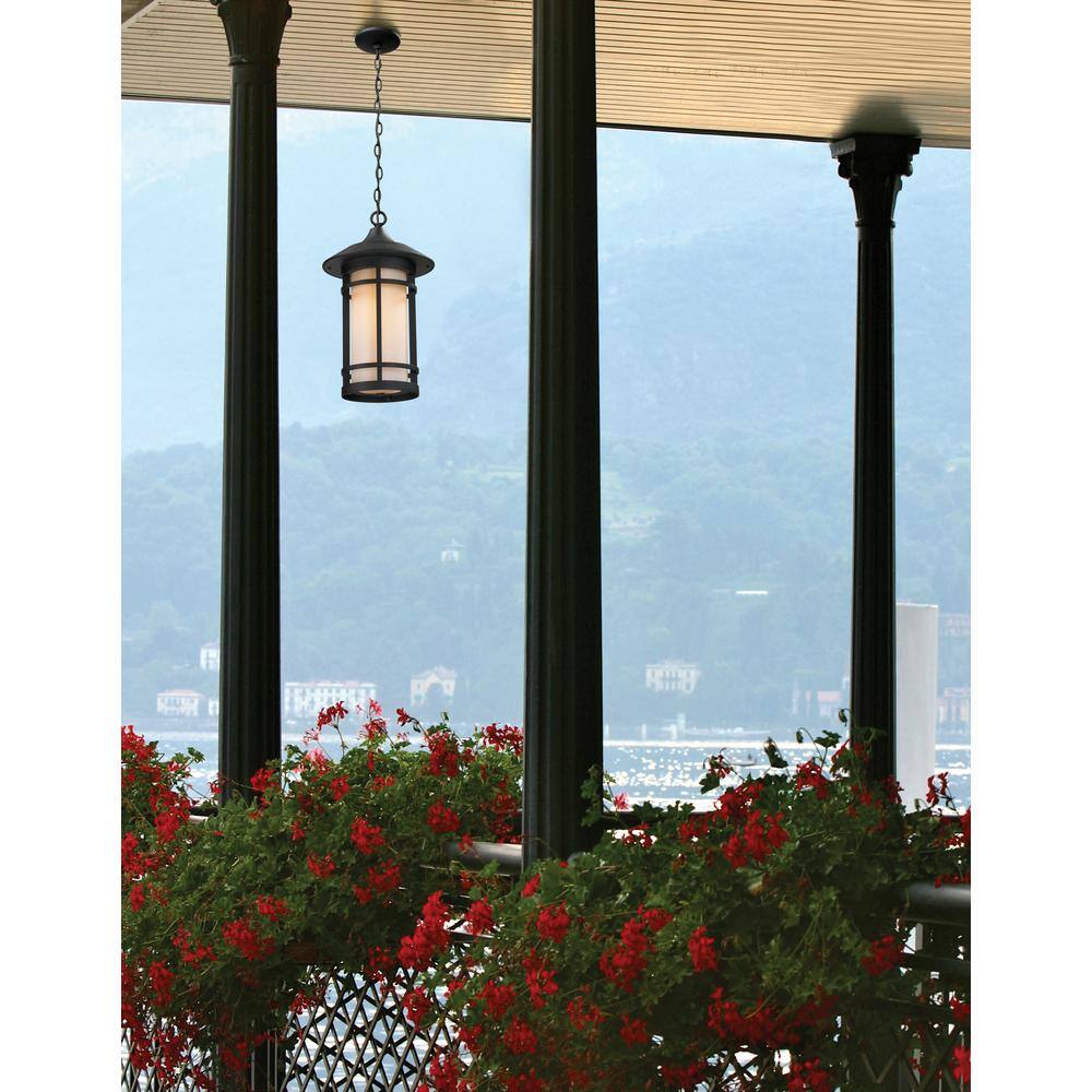 None Woodland 17.12 in. 1-Light Black Outdoor Hardwired Weather Resistant Pendant Light with No Bulbs Included