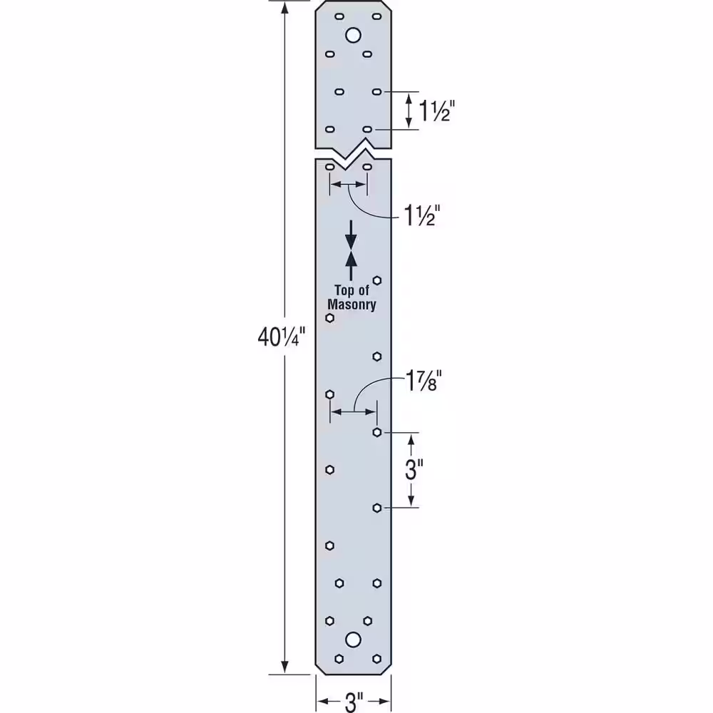 Simpson Strong-Tie MSTCM 40-1/4 in. 16-Gauge Galvanized Medium Strap Tie for Masonry