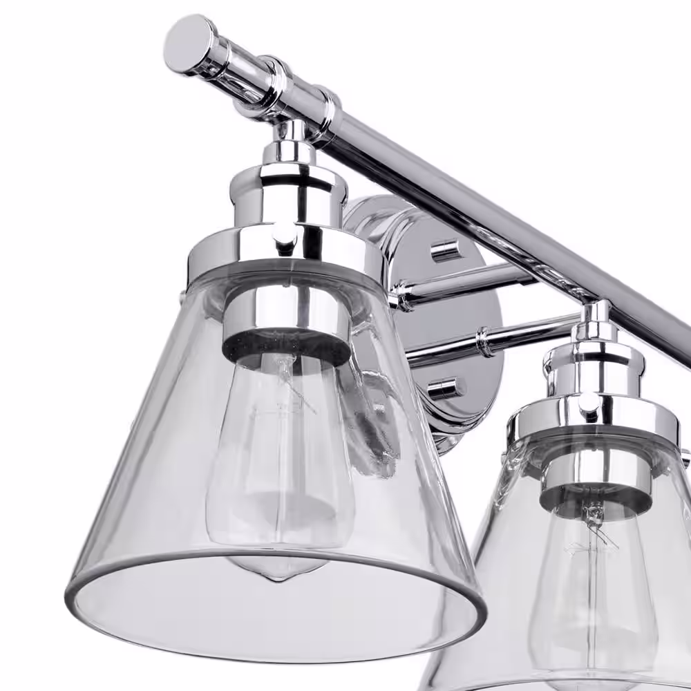 Globe Electric Parker 3-Light Chrome Vanity Light With Clear Glass Shades and Bath Set (5-Piece)