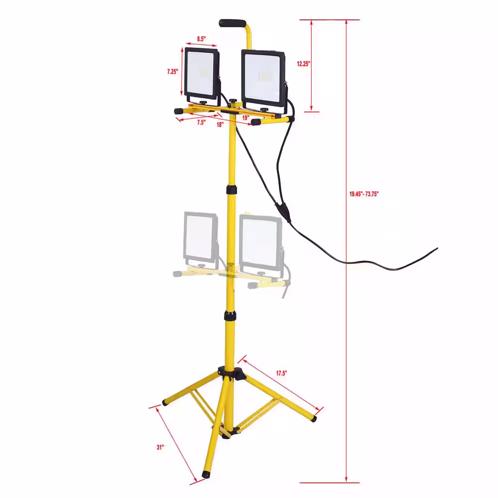 None 10,000 -Lumen Multi-Directional LED Tripod Work Light with Dual Head and Adjustable Height