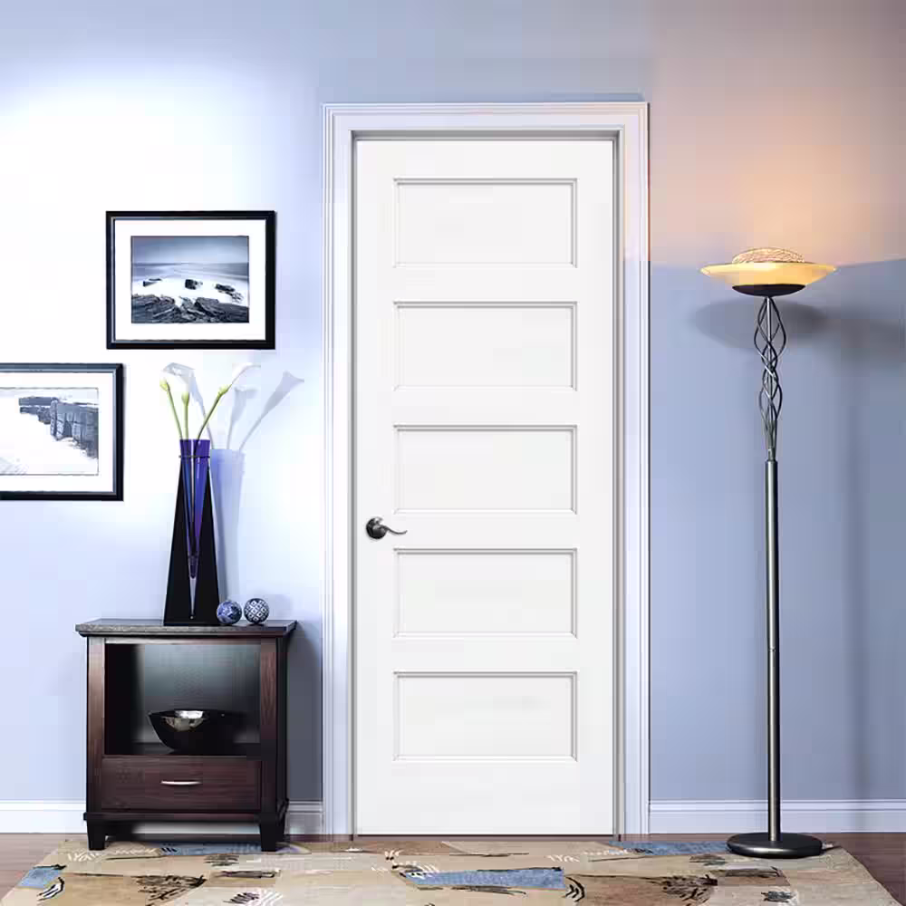 JELD-WEN 32 in. x 80 in. Conmore White Paint Smooth Solid Core Molded Composite Single Prehung Interior Door