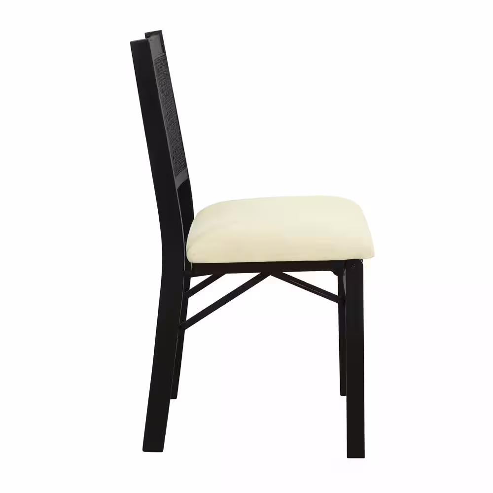 Linon Home Decor Lewis Black Rattan Cane Wood frame Folding Dining Chair