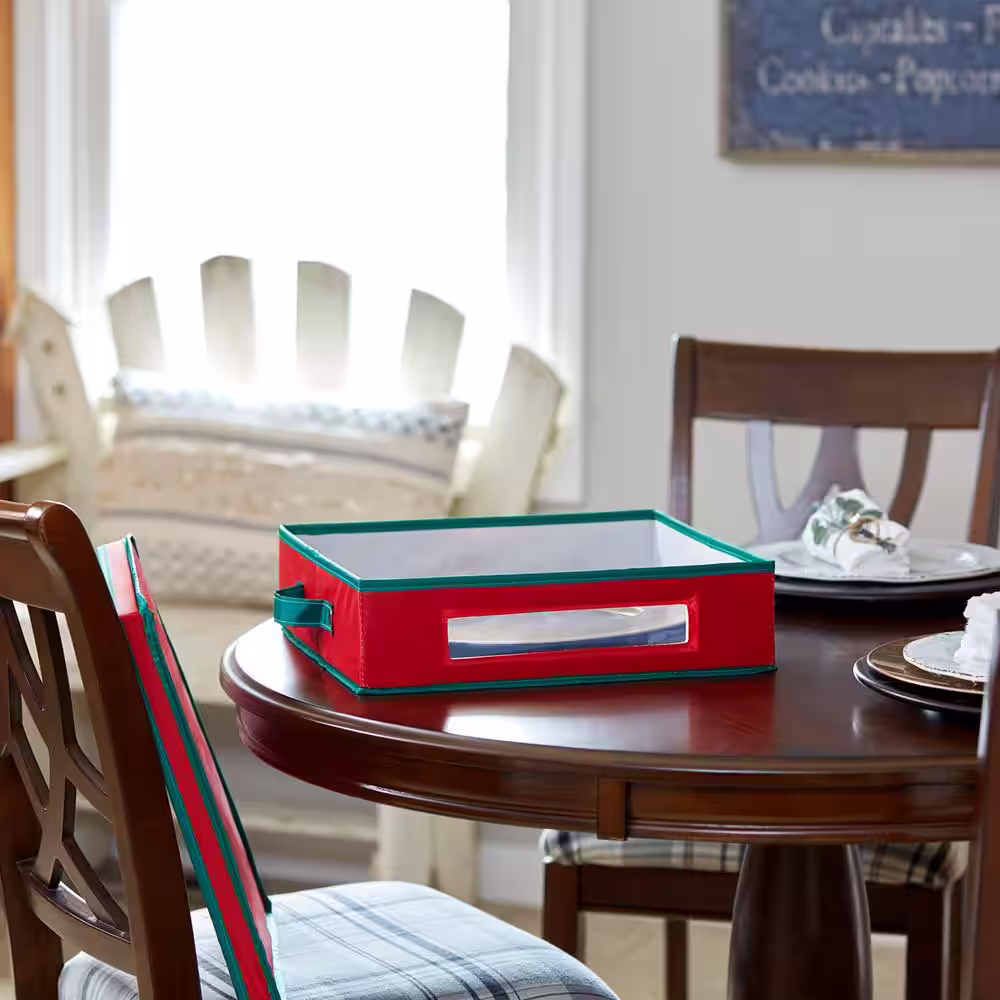 None 12-Qt. Charger Plate Storage Box in Red