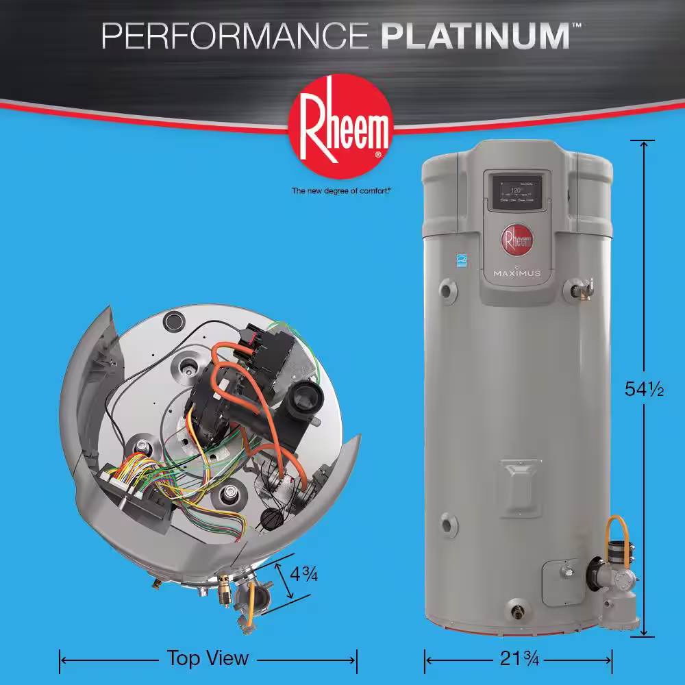 Rheem Maximus Super High Efficiency 40 Gal. Tall 12-Year 50,000 BTU Natural Gas Tank Water Heater