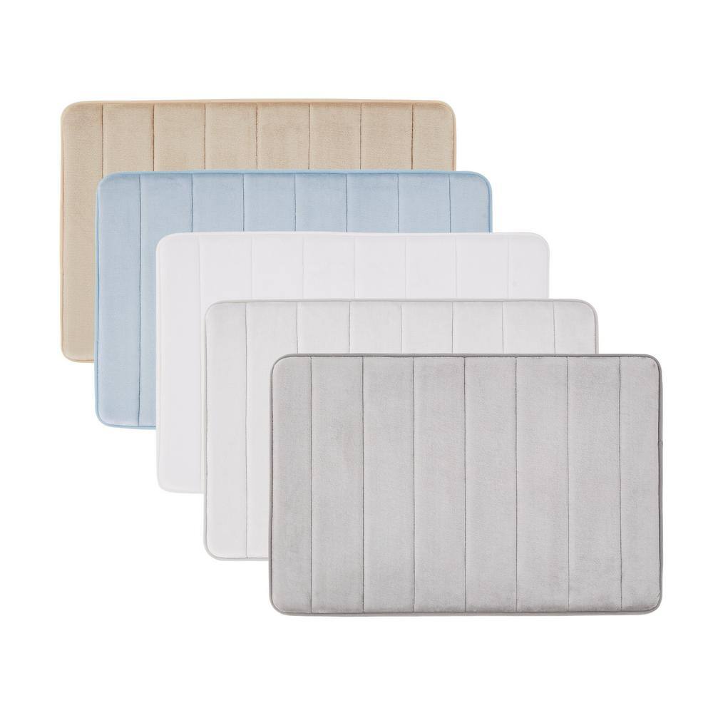 Truly Soft Memory Foam Grey 24 in. x 17 in. Polyester 2-Piece Bath Mat Set