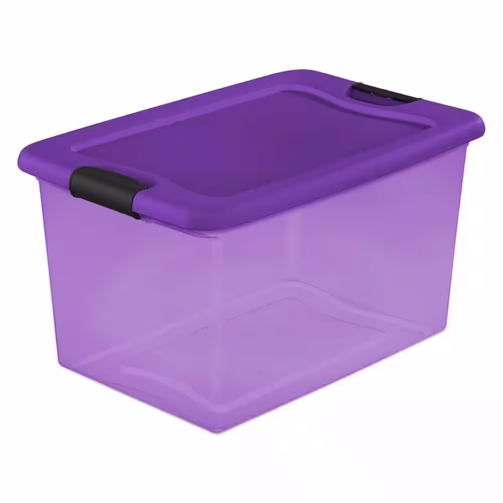 Sterilite 64 qt. Latching Plastic Storage Container Bin in Purple (12-Pack)