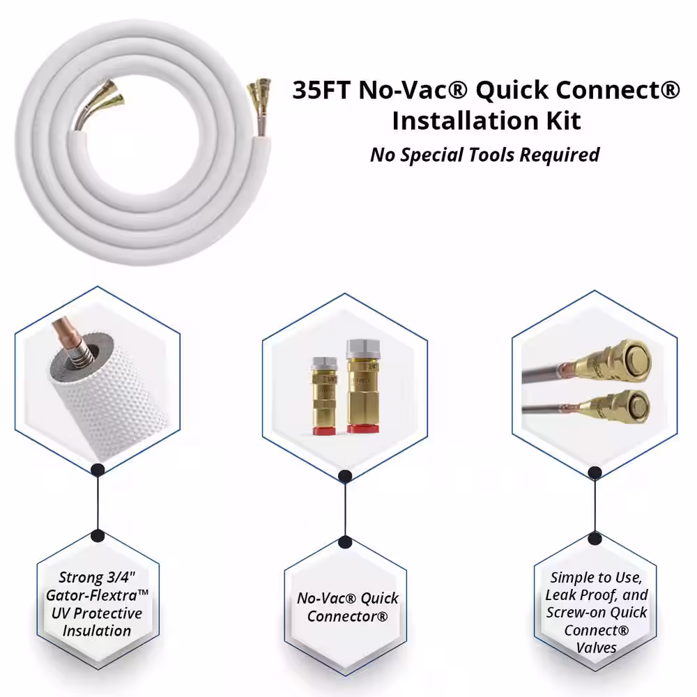 MRCOOL DIY Universal 48,000 BTU 18 SEER R410A Split System Heat Pump with 50 ft. NoVac Install Kit, 15KW Heat Kit -208/230V