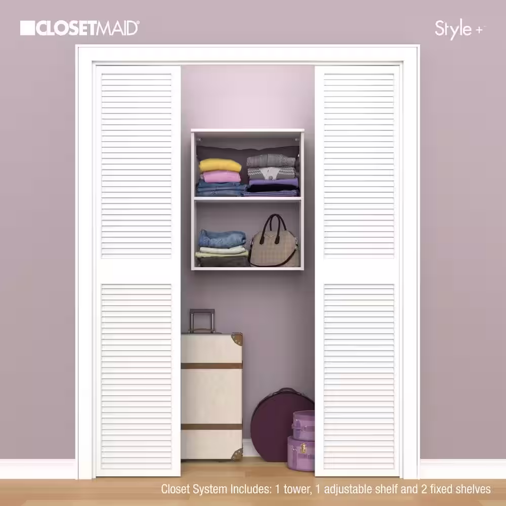 ClosetMaid Style+ 25 in. W White Hanging Wood Closet Tower