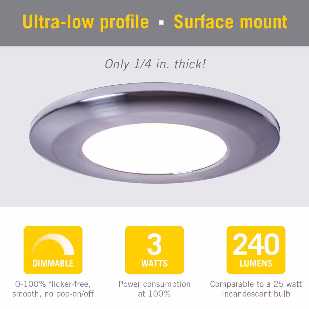 Armacost Lighting Wafer Thin Warm White, 2700K, Integrated LED Under Cabinet Puck Light Silver