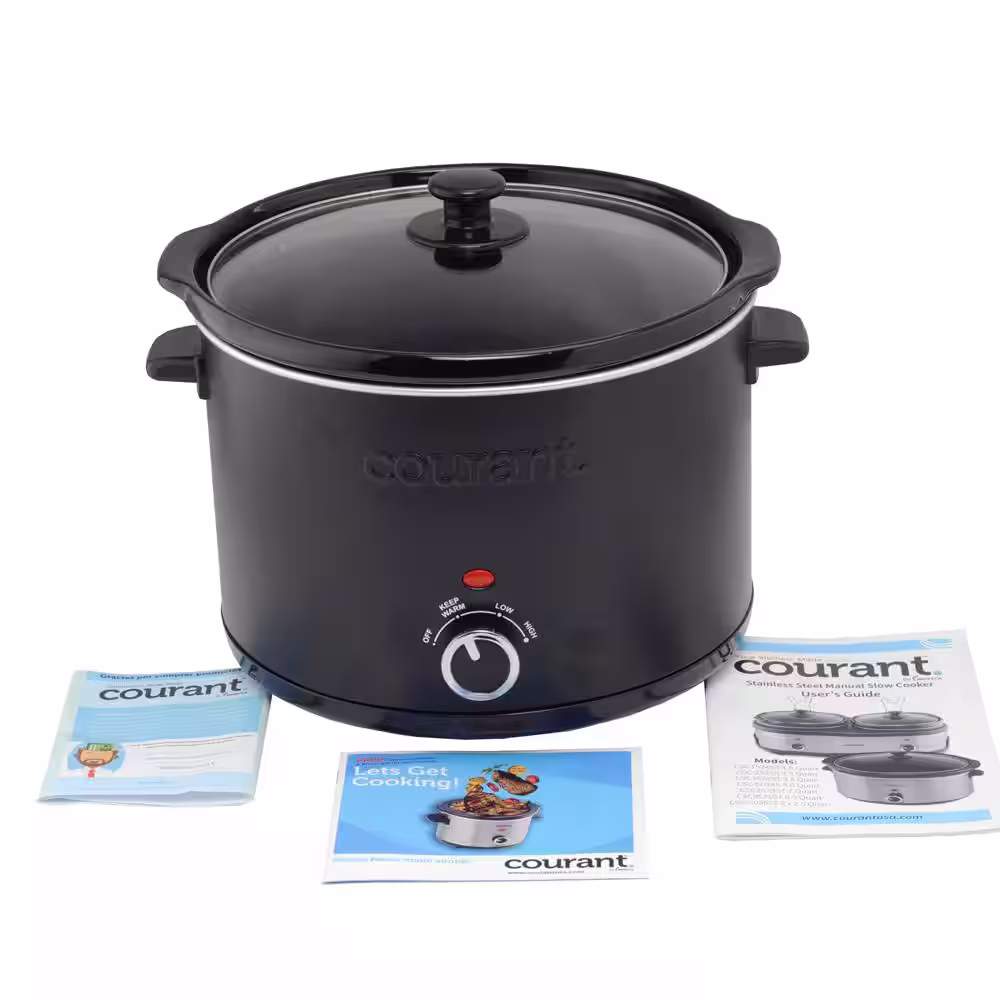 Courant 5 qt. Slow Cooker, Removable Ceramic Pot, Keep Warm Settings Black Matte