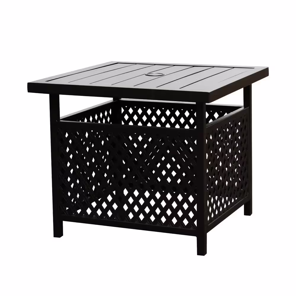 Patio Festival 3-Piece Metal Patio Conversation Set with Blue Cushions