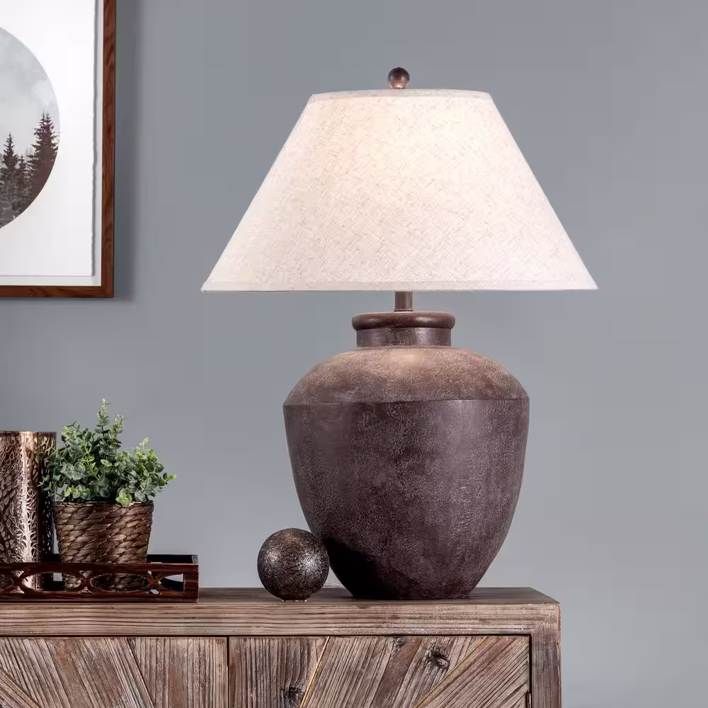 nuLOOM Lindos 30 in. Gray Resin Contemporary Table Lamp with Shade