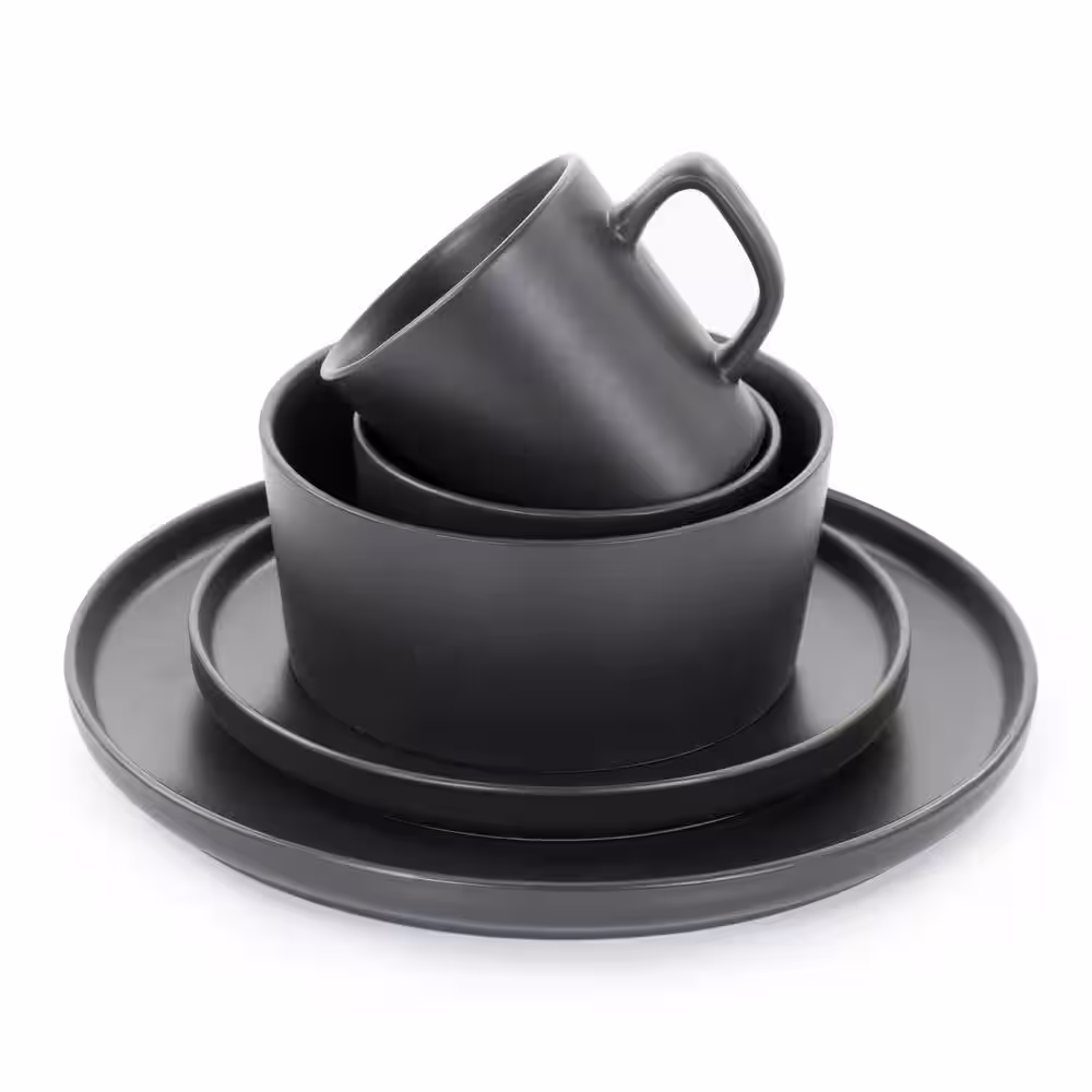 Elama Luxmatte 20-Piece Black Stoneware Dinnerware Set (Service for 4)
