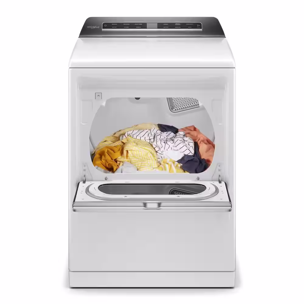 Whirlpool 7.4 cu. ft. 120-Volt Smart Gas Vented Dryer in White with a Hamper Door and Steam, ENERGY STAR