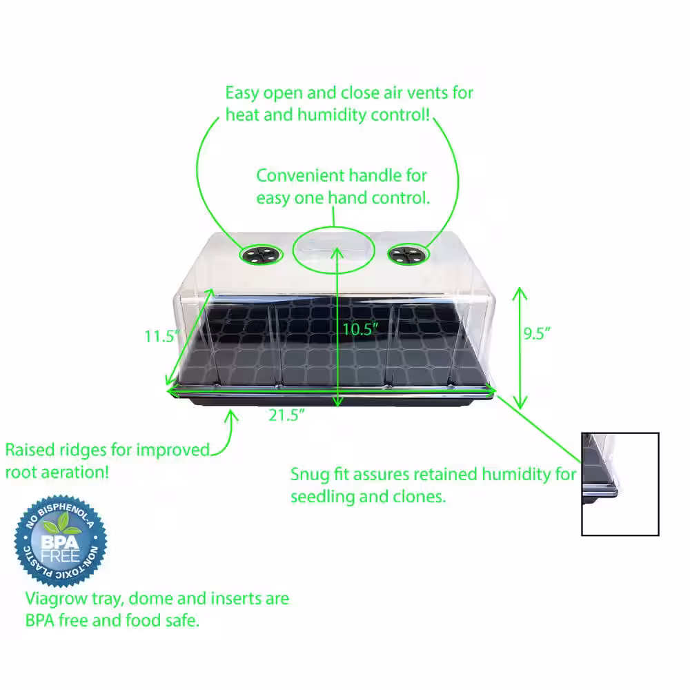 Viagrow Seedling GerminationÂ Kit with Tall 7 in. Dome, tray, insert and 100 Seed Starters (10-Pack)