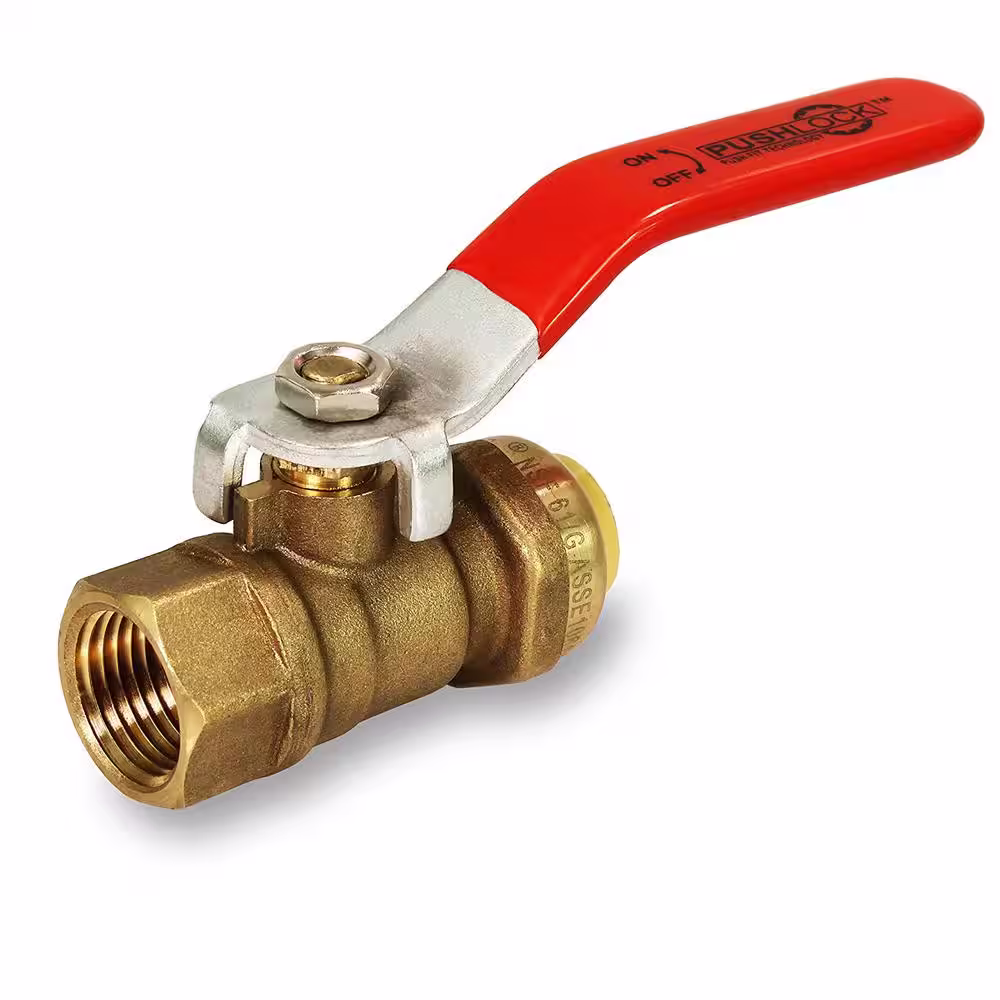 The Plumber's Choice 1/2 in. Push x Female Full Port Ball Valve Water Shut Off for PEX, Copper and CPVC Piping
