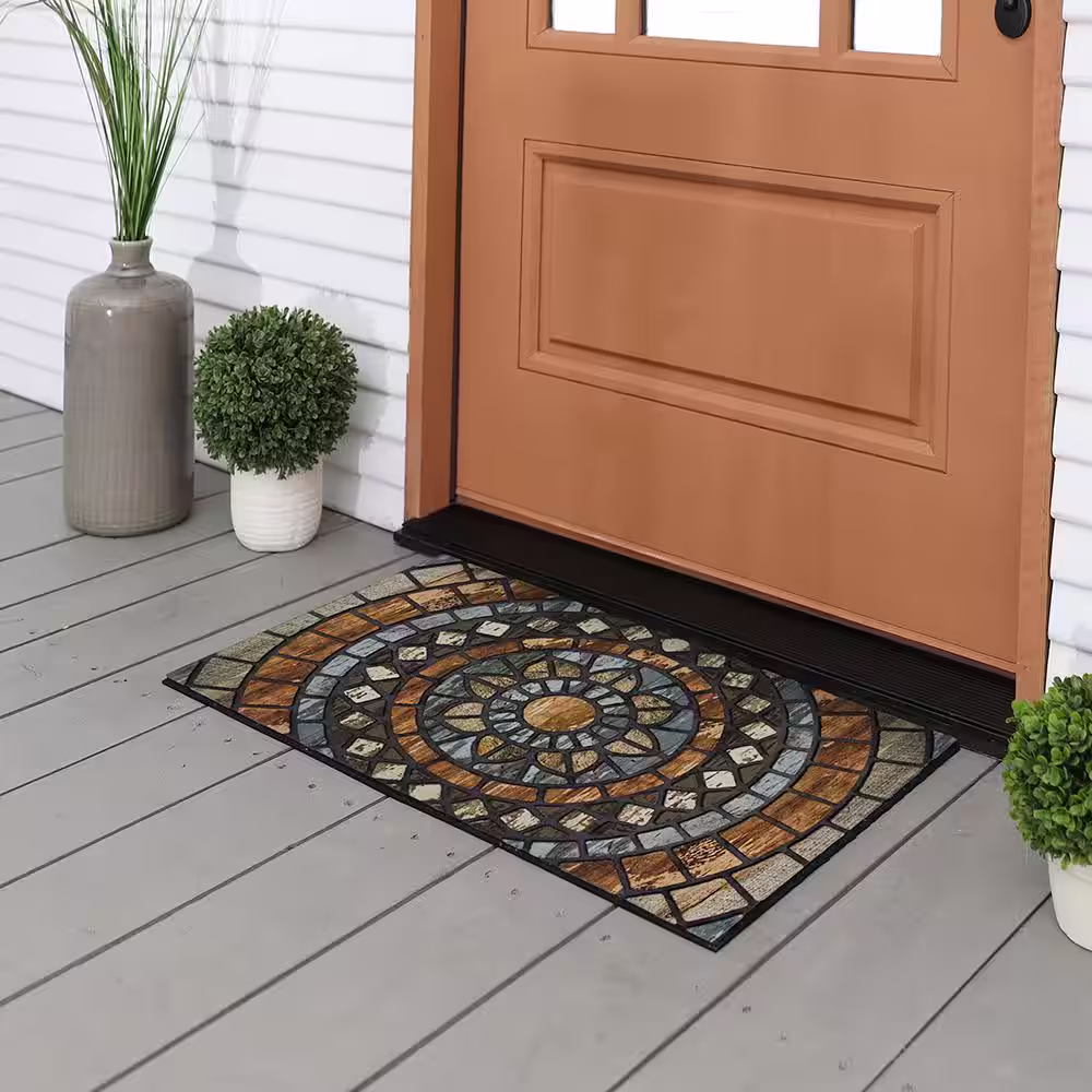 StyleWell Multi-Colored 18 in. x 30 in. Rubber Door Mat