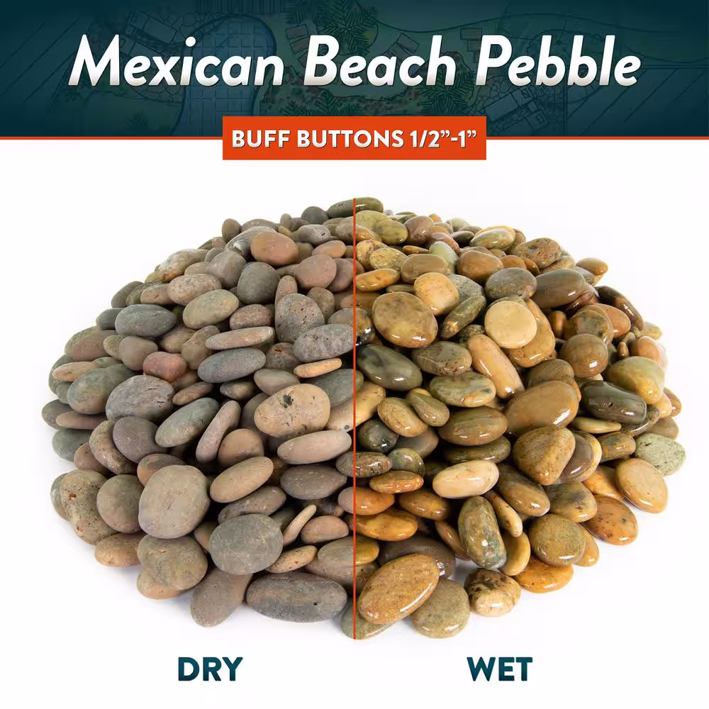Southwest Boulder & Stone 0.50 cu. ft. 1/2 in. to 1 in. Buff Buttons Mexican Beach Pebble Smooth Round Rock for Garden and Landscape Design