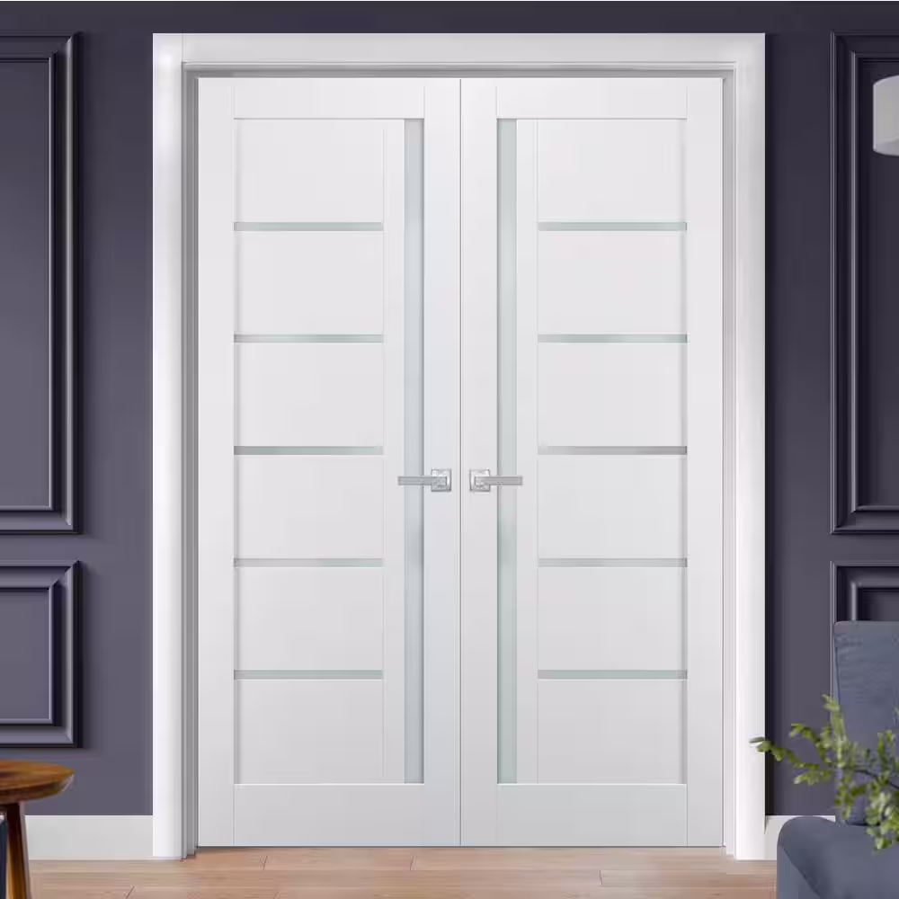 Sartodoors 48 in. x 80 in. Single Panel White Finished Pine Wood Interior Door Slab with Hardware