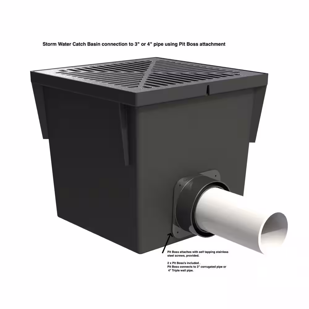 U.S. TRENCH DRAIN 18 in. x 14 in. Storm Water Pit and Catch Basin for Modular Trench and Channel Drain Systems with Aluminum Grate